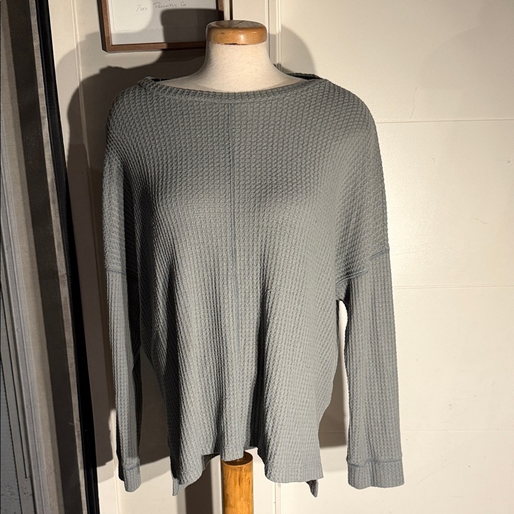Gray Women's Waffle Knit Top